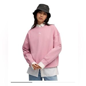 Puma -Women's Essential Oversized Crew Fleece Sweatshirt- NWT-new -pink - size M